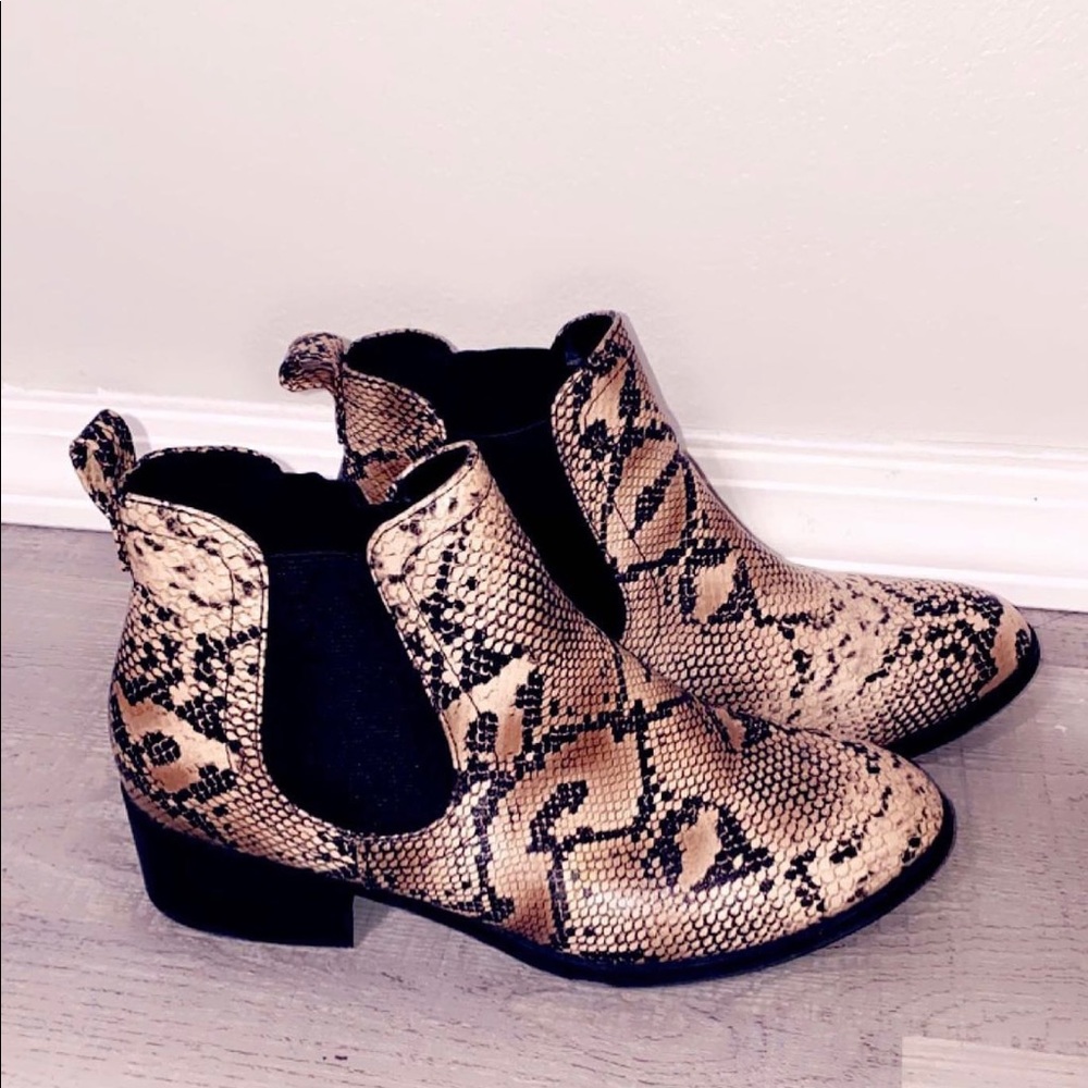Snake print booties